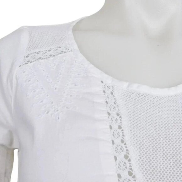 Gap Mini Dress Eyelet Scallop Lace Trip Short Sleeve White Cotton Size XS - Picture 3 of 12